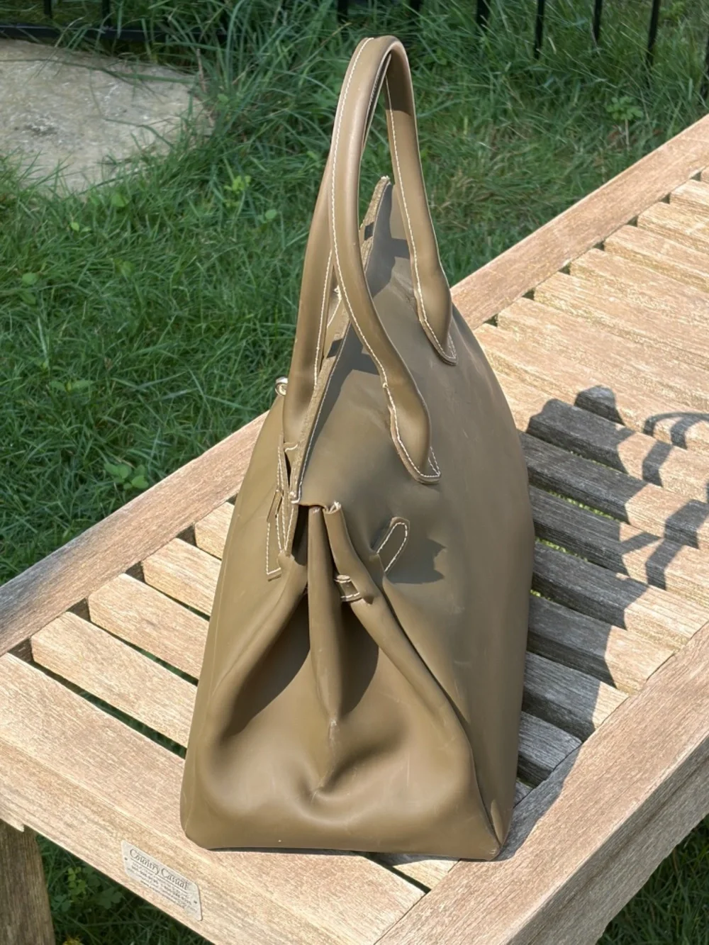 Vintage Y2K Made in Italy Matte Taupe Jelly Top Handle Satchel Purse Firkin MINT - Picture 4 of 16